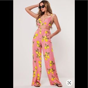 Missguided Pink Lemon Print Set